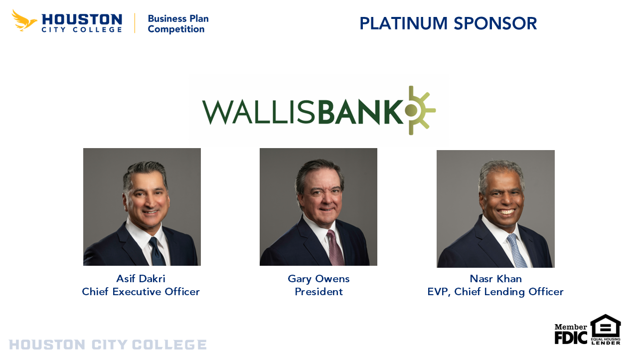 Wallis Bank 2026 Business Plan Competition Platinum Sponsor