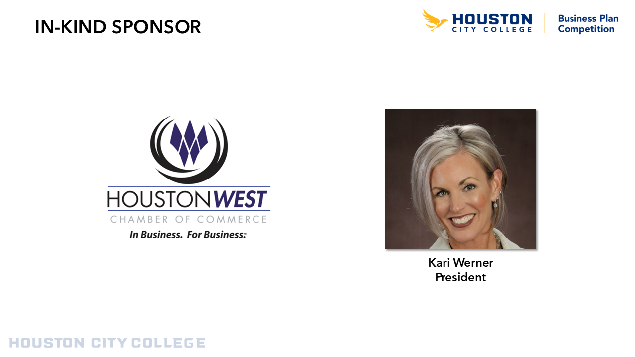 Houston West Chamber of Commerce 2026 Business Plan Competition In-Kind Prize Sponsor